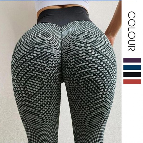 Onebas Womens Yoga Bubble Pants With High-Waisted Athletic Trousers Ankle Biter For Running Workout