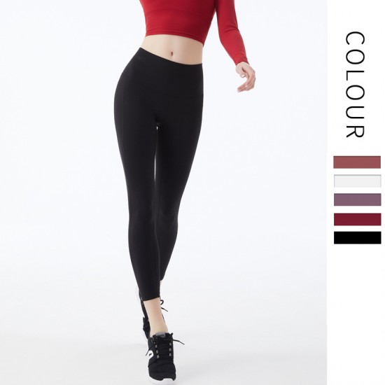 Onebas Yoga Pink Sport Pants With High-Waisted Ankle Biter leggings 4 Colors
