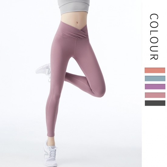 Onebas Yoga Sport Pants With High-Waisted Ankle Biter Blue leggings 4 Colors