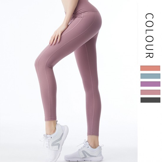 Onebas Yoga Sport Pants With High-Waisted Ankle Biter Blue leggings 4 Colors