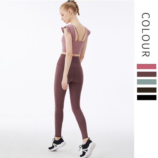 Onebas Yoga Sport Pants With High-Waisted Ankle Biter leggings 4 Colors