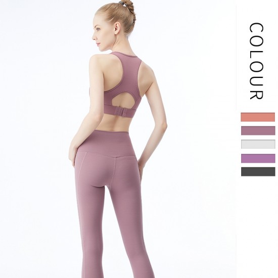 Onebas Yoga Sports Bra With Purple Leggings Top 4 Colors