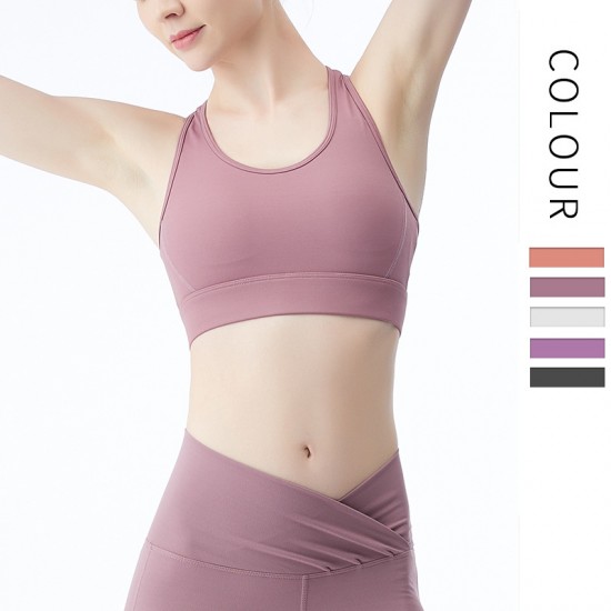Onebas Yoga Sports Bra With Purple Leggings Top 4 Colors