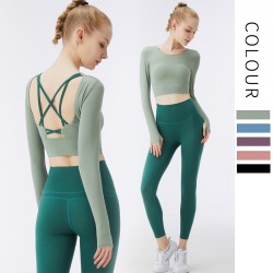 Onebas Comfort Yoga Outfit With Blue High-Waisted Body Shaper Leggings 2 Colors