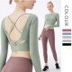 Onebas Comfort Yoga Outfit With Green Purple High-Waisted Leggings