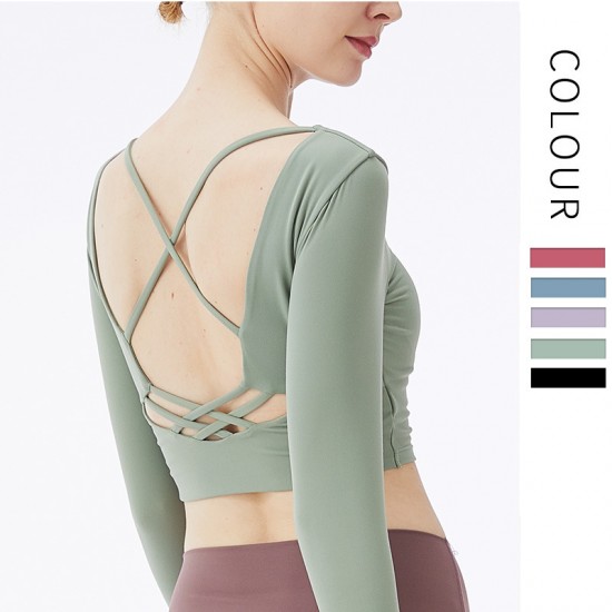 Onebas Comfort Yoga Outfit With Green Purple High-Waisted Leggings