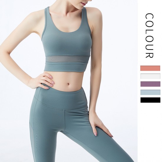Onebas Sports Set With Blue Black Sports Leggings Outfit 4 Colors