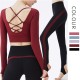 Onebas Sports Set With Blue Red Sports Leggings Outfit 2 Colors