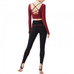 Onebas Sports Set With Blue Red Sports Leggings Outfit 2 Colors