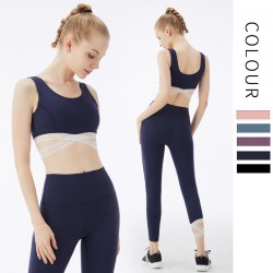 Onebas Yoga Outfit With Deep Blue High-Waisted Leggings