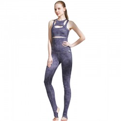 Onebas Yoga Outfit With Gray Blue High-Waisted Leggings 5 Colors