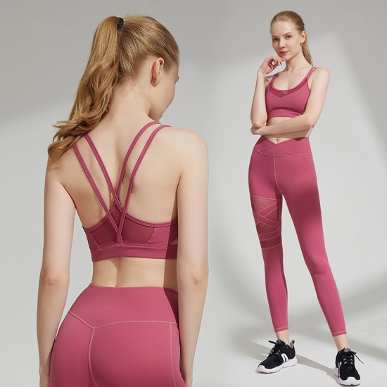 Onebas Yoga Outfit With Peach Gray Purple High-Waisted Leggings 3 Colors