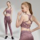 Onebas Yoga Outfit With Purple Gray Leggings Sport Bra 2 Colors