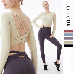 Onebas Yoga Outfit With Purple High-Waisted Leggings 2 Colors