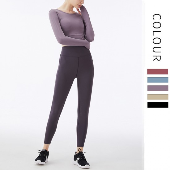Onebas Yoga Outfit With Purple High-Waisted Leggings 2 Colors