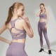 Onebas Yoga Outfit With Purple Peach Leggings Sport Bra 2 Colors