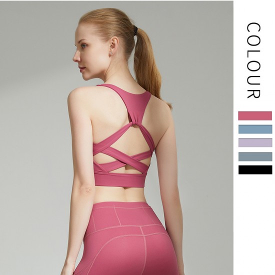 Onebas Yoga Outfit With Purple Peach Leggings Sport Bra 2 Colors