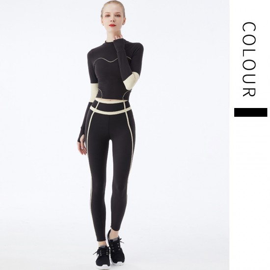 Onebas Yoga Sports Set With Black Sports Comefort Black Leggings Outfit