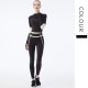 Onebas Yoga Sports Set With Black Sports Comefort Black Leggings Outfit