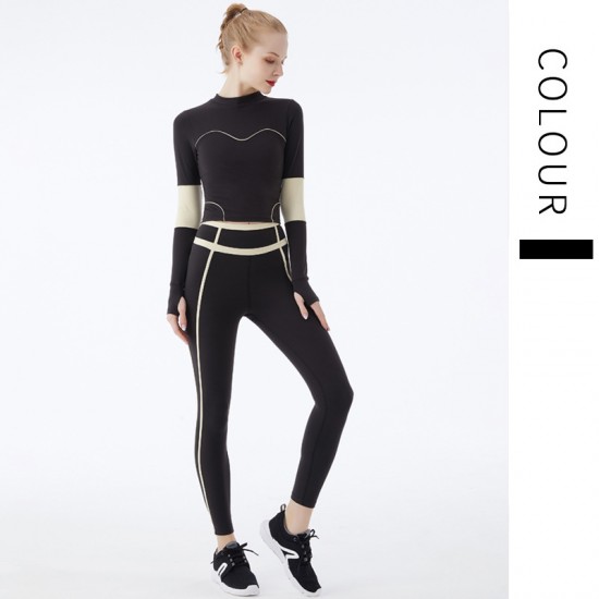 Onebas Yoga Sports Set With Black Sports Comefort Black Leggings Outfit