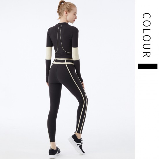 Onebas Yoga Sports Set With Black Sports Comefort Black Leggings Outfit