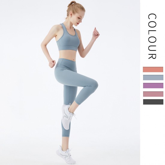 Onebas Yoga Sports Set With Ltblue Sports Leggings Outfit 4 Colors