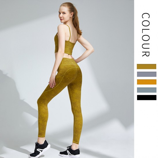 Onebas Sports Set With Sports Leggings Tank Top 3 Colors