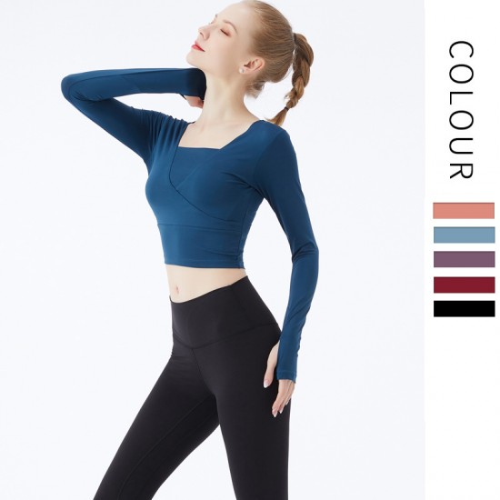 Onebas Yoga Fitness Wear With Purple Pink Long Sleeve Leggings 4 Colors
