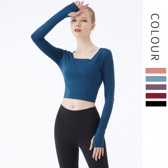 Onebas Yoga Fitness Wear With Purple Pink Long Sleeve Leggings 4 Colors