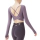 Onebas Yoga Fitness Wear With Purple Red Long Sleeve Leggings 5 Colors