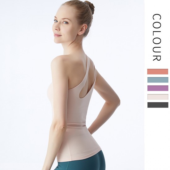 Onebas Fitness Suit With One Shoulder Sports Bra 4 Colors