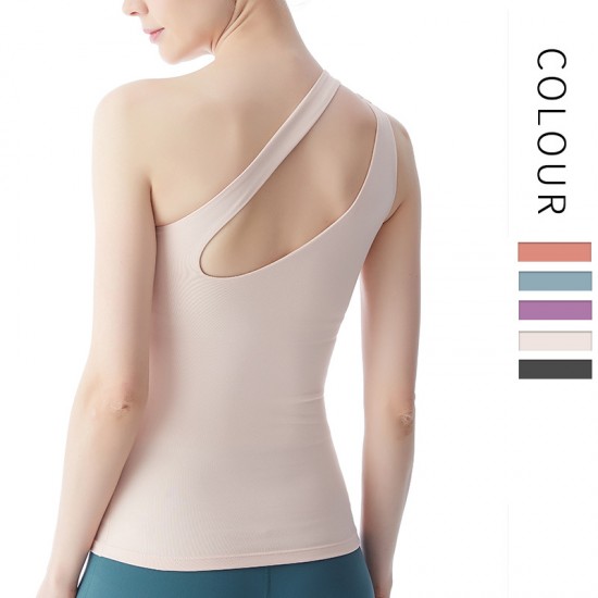 Onebas Fitness Suit With One Shoulder Sports Bra 4 Colors