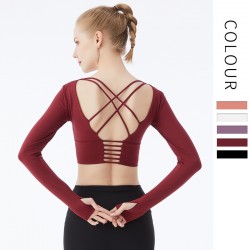Onebas Yoga Sports Activewear With Backless Leggings Long Sleeve 5 Colors