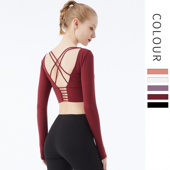 Onebas Yoga Sports Activewear With Backless Leggings Long Sleeve 5 Colors