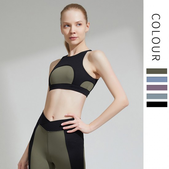 Onebas Yoga Sports Bra With Olive Green Comfort Sports Leggings 3 Colors