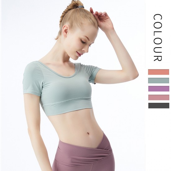 Onebas Yoga Sports Fitness Wear With Body Shaper Comfort Short Sleeve 4 Colors