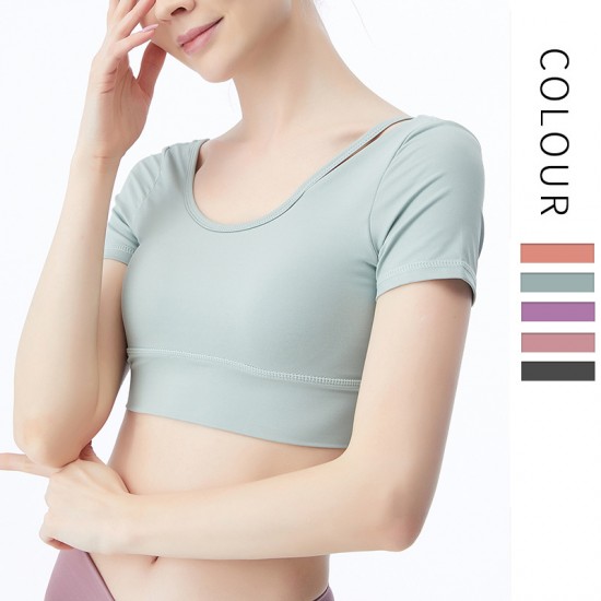 Onebas Yoga Sports Fitness Wear With Body Shaper Comfort Short Sleeve 4 Colors