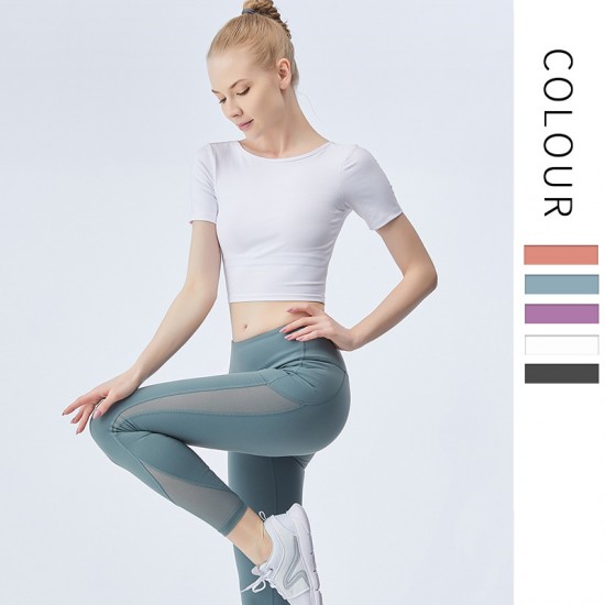 Onebas Yoga Sports Fitness Wear With Body Shaper Short Sleeve 4 Colors