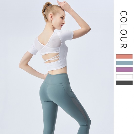 Onebas Yoga Sports Fitness Wear With Body Shaper Short Sleeve 4 Colors
