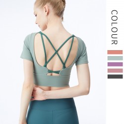 Onebas Yoga Sports Fitness Wear With Body Shaper Short Sleeve 5 Colors