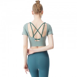 Onebas Yoga Sports Fitness Wear With Body Shaper Short Sleeve 5 Colors