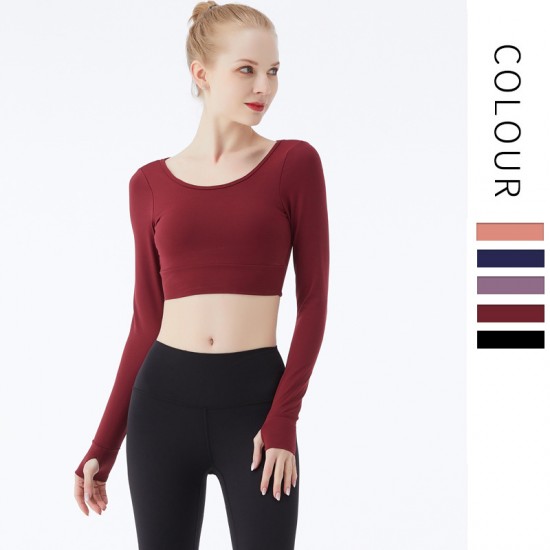 Onebas Yoga T-Shirt Activewear With Body Shaper Comfort Sports Leggings Long Sleeve 3 Colors
