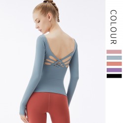 Onebas Yoga T-Shirt Fitness Wear With Comfort Backless Sports Top 3 Colors