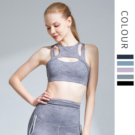 Onebas Yoga Tank Top With Gray Blue Body Shaper Leggings 5 Colors