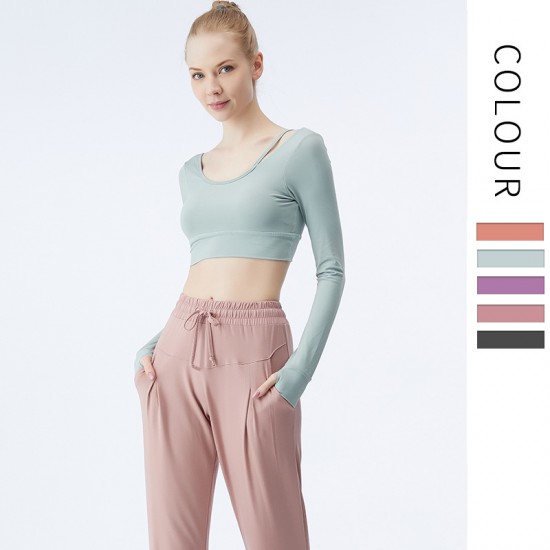 Onebas Yoga Tank Top With Light Green Leggings Long Sleeve