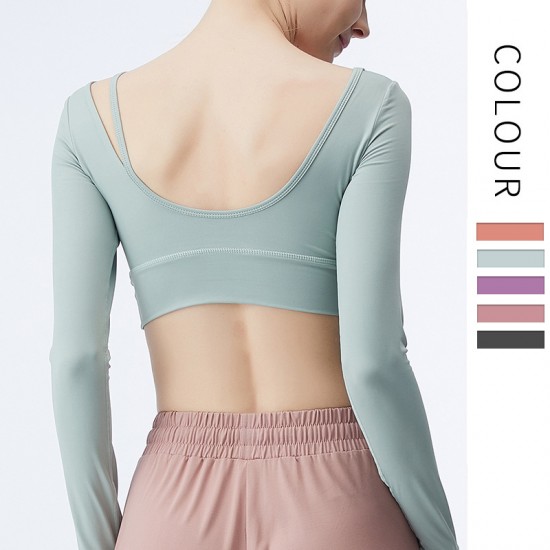 Onebas Yoga Tank Top With Light Green Leggings Long Sleeve