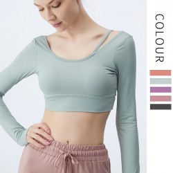 Onebas Yoga Tank Top With Light Green Leggings Long Sleeve