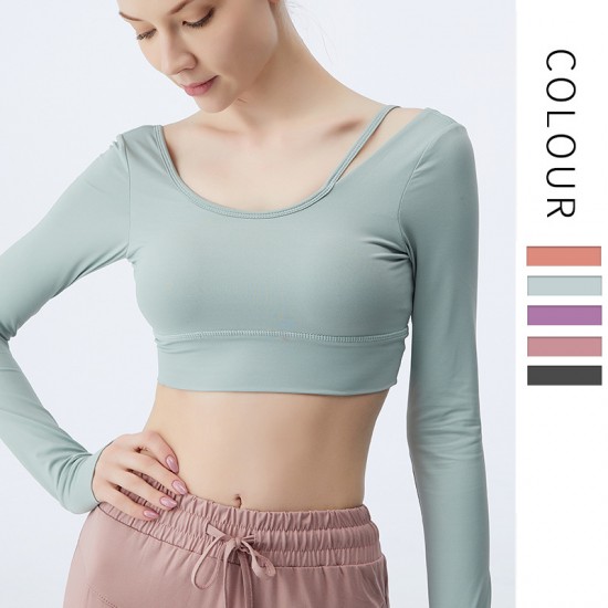 Onebas Yoga Tank Top With Light Green Leggings Long Sleeve