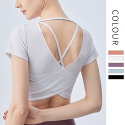 Onebas Yoga Tank Top With White Fitness Suit Short Sleeve Body Shaper Leggings