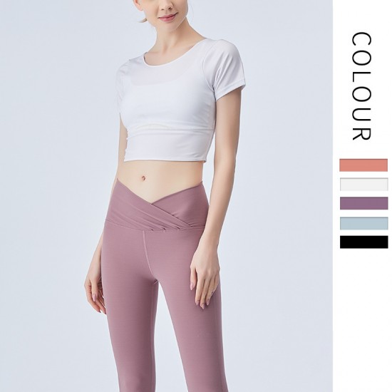 Onebas Yoga Tank Top With White Fitness Suit Short Sleeve Body Shaper Leggings